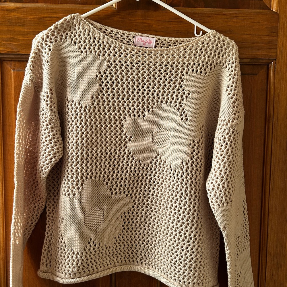 Pink Lily Open Knit Sweater